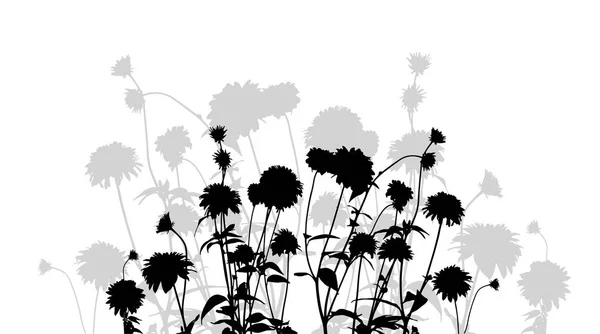 Silhouette di fiori. Illustrazione vettoriale — Vettoriale Stock