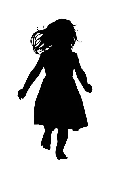 La silhouette di una bambina vestita. Illustrazione vettoriale — Vettoriale Stock