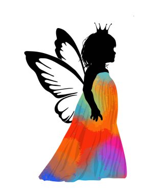 Peri prenses bir kızın silueti. Vektör illüstrasyonu