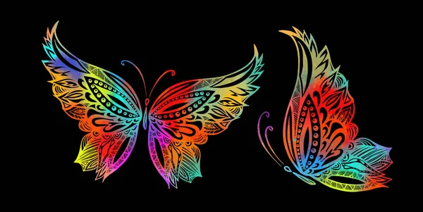 Papillon coloré de motifs. Illustration vectorielle — Image vectorielle