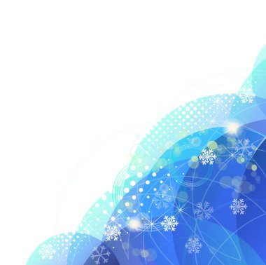 Mavi arka plan ve kar taneleri. Vektör illüstrasyonu