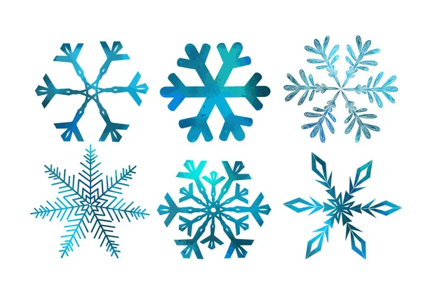Um conjunto de flocos de neve coloridos. Ilustração vetorial — Vetor de Stock