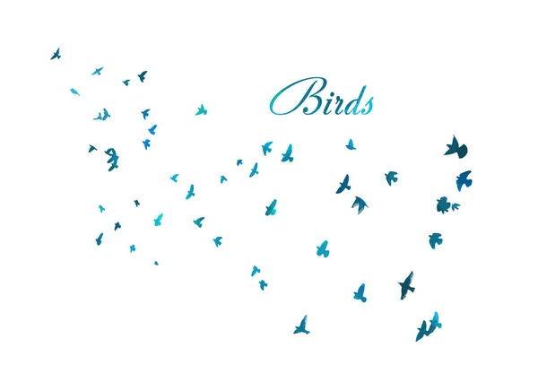 Una bandada de pájaros azules voladores. Ilustración vectorial — Archivo Imágenes Vectoriales
