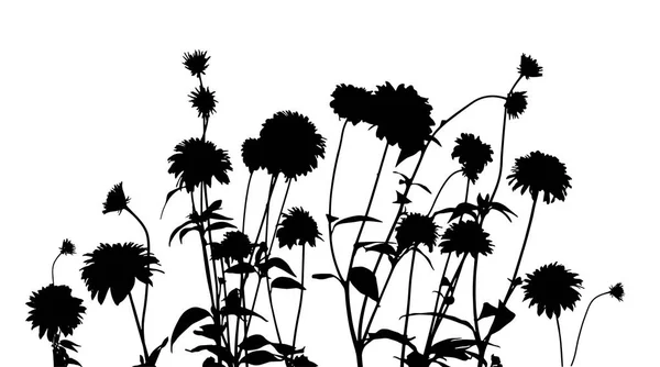 Silhouette di fiori. Illustrazione vettoriale — Vettoriale Stock