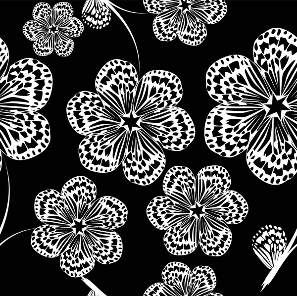 El fondo sin costuras son las flores monocromas. Ilustración vectorial — Vector de stock