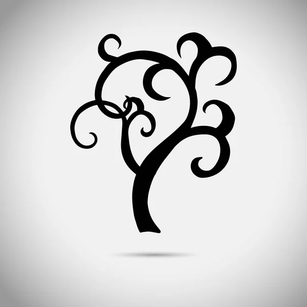 Uma bela árvore monocromática estilizada. Ilustração vetorial — Vetor de Stock