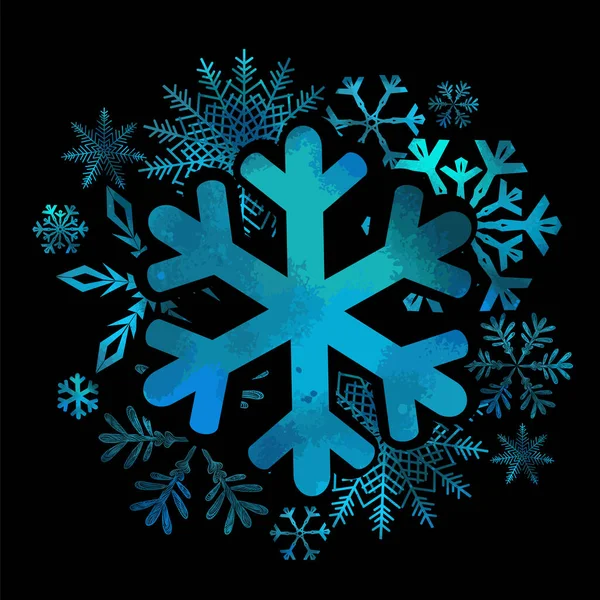 Un'astrazione multicolore di un fiocco di neve. Illustrazione vettoriale — Vettoriale Stock