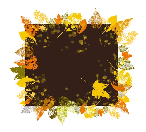 秋の葉のフレーム。ベクターイラスト — ストックベクタ