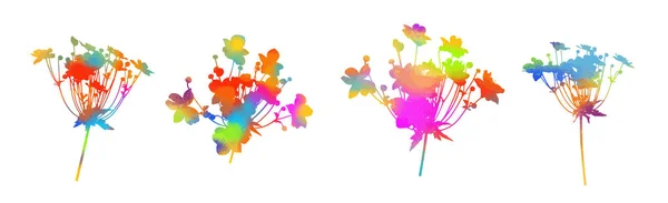 Conjunto de cabeças de flores multicoloridas. Ilustração vetorial — Vetor de Stock