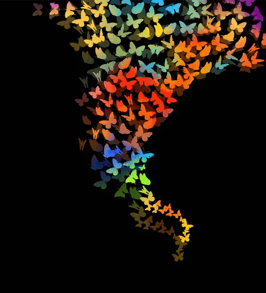 Muchas mariposas voladoras. Ilustración vectorial — Vector de stock