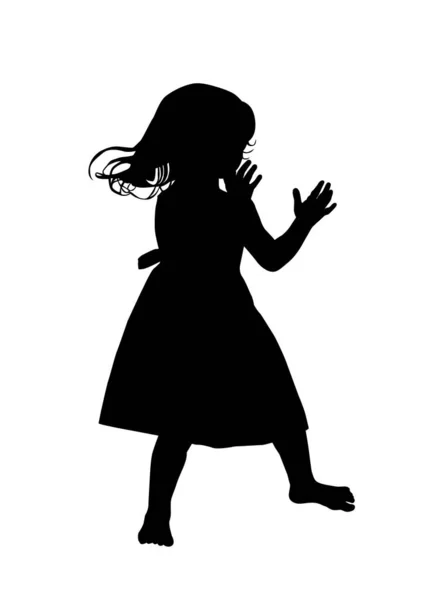 Die Silhouette eines kleinen Mädchens in einem Kleid. Vektorillustration — Stockvektor