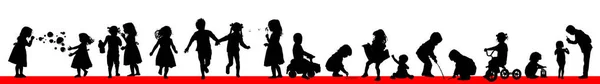 Een set van silhouetten van kinderen. Gelukkige kindertijd. Vector illustratie — Stockvector
