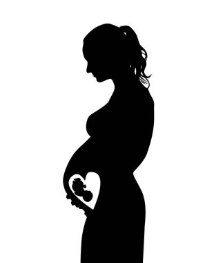 Hamile bir kadının silueti. Vektör illüstrasyonu