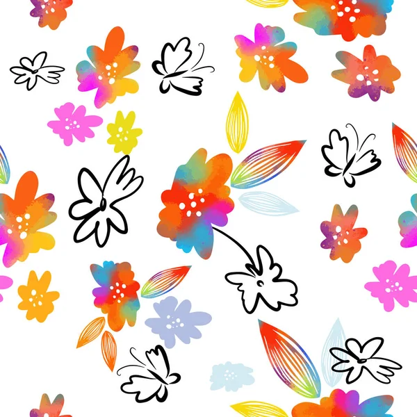 Bunte nahtlose Hintergrund von Blumen. Vektorillustration — Stockvektor