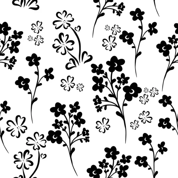 Fond floral monochrome sans couture. Illustration vectorielle — Image vectorielle