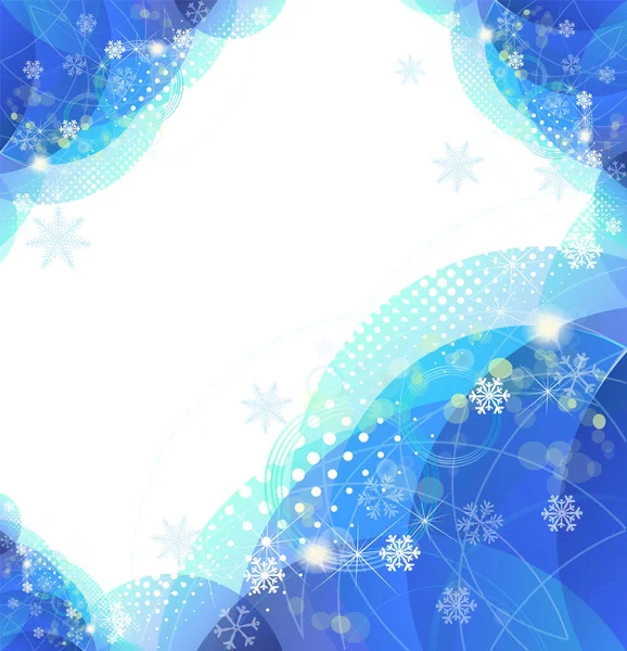 Fondo azul con copos de nieve. Ilustración vectorial — Archivo Imágenes Vectoriales