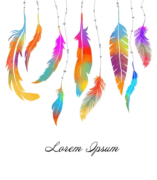 Un conjunto de arcoíris de plumas. Ilustración vectorial — Vector de stock