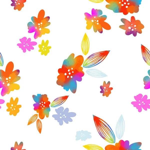 Flerfärgad sömlös bakgrund av blommor. Vektorillustration — Stock vektor