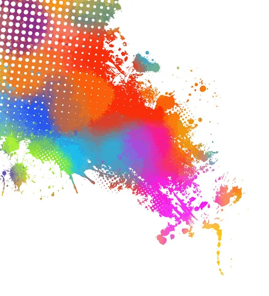 Manchas de pintura de color arco iris sobre un fondo blanco. Ilustración vectorial . — Vector de stock