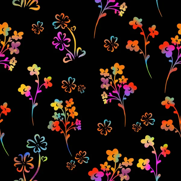 Veelkleurige naadloze achtergrond van bloemen. Vectorillustratie — Stockvector
