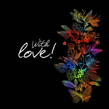 Bir kartpostal için çok renkli çiçek soyutlaması. Vektör illüstrasyonu