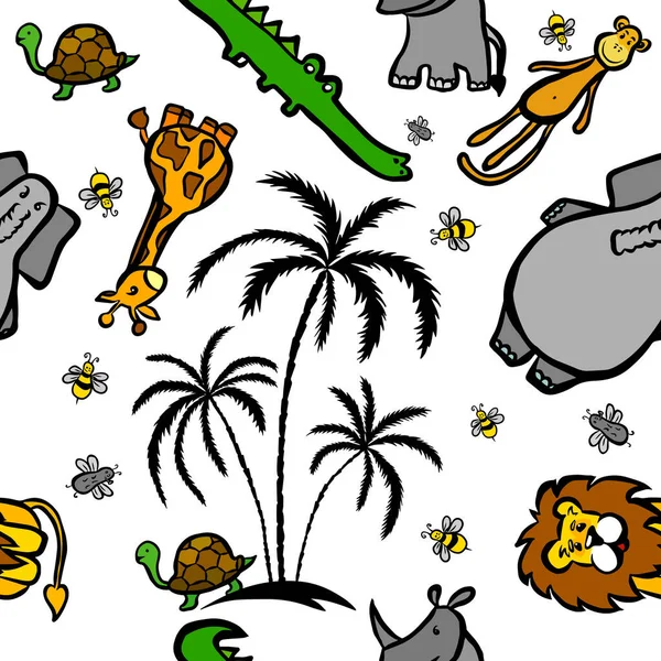 Der Nahtlose Hintergrund Der Afrikanischen Tiere Vektorillustration — Stockvektor