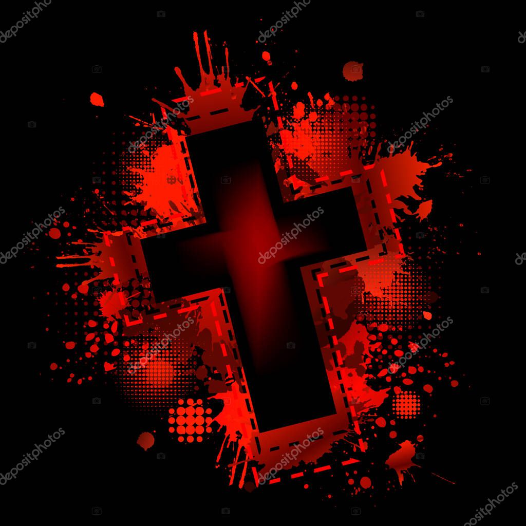 Cross from blood stains. Happy Easter. Vector illustration