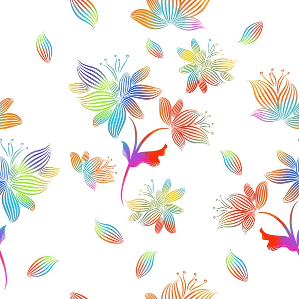 Fond Sans Couture Fleurs Abstraites Multicolores Des Lignes Illustration Vectorielle — Image vectorielle