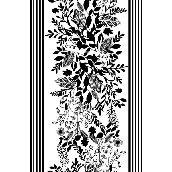 Abstraction verticale gracieuse florale monochrome. Avec amour. Illustration vectorielle — Image vectorielle