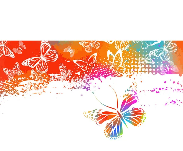 Silhouettes White Butterflies Watercolor Picturesque Background Vector Illustration — Stock Vector