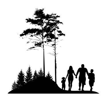 Aile siluetleriyle illüstrasyon