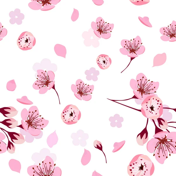 Ein Nahtloser Hintergrund Von Sakura Vektorillustration — Stockvektor