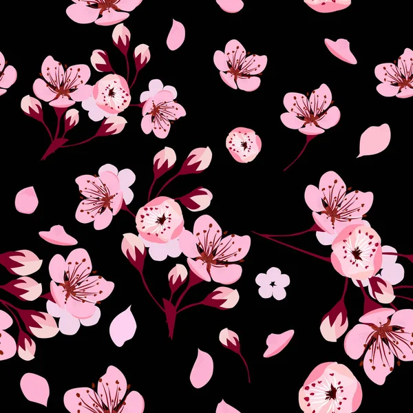 Ein Nahtloser Hintergrund Von Sakura Vektorillustration — Stockvektor