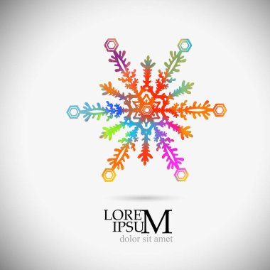 Bir kar tanesinin çok renkli bir soyutlaması. Vektör illüstrasyonu