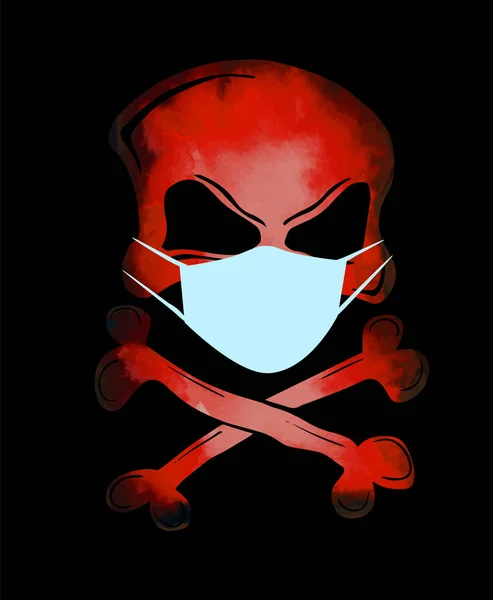现实的红色骷髅 头戴医疗面罩的骷髅说明1 — 图库矢量图片