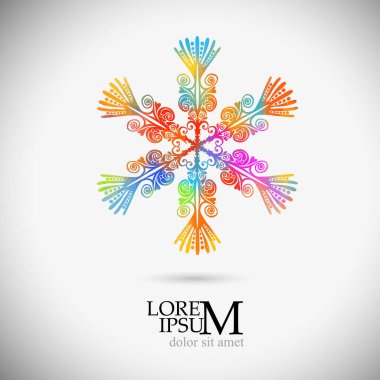 Bir kar tanesinin çok renkli bir soyutlaması. Vektör illüstrasyonu