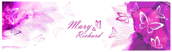 Κάρτα Γάμου Ροζ Πεταλούδες Διάνυσμα — Διανυσματικό Αρχείο
