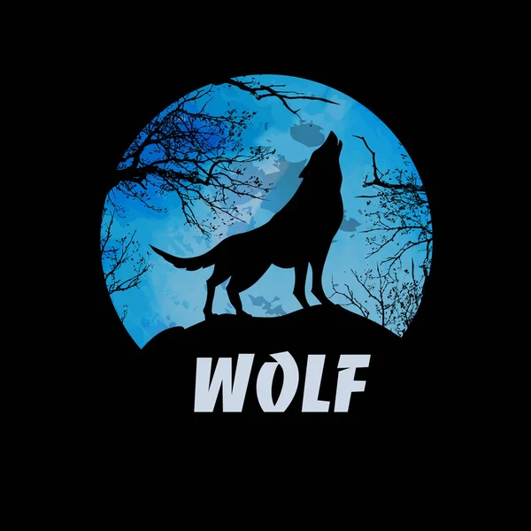 Halloween Nacht Wolf Maan — Stockvector