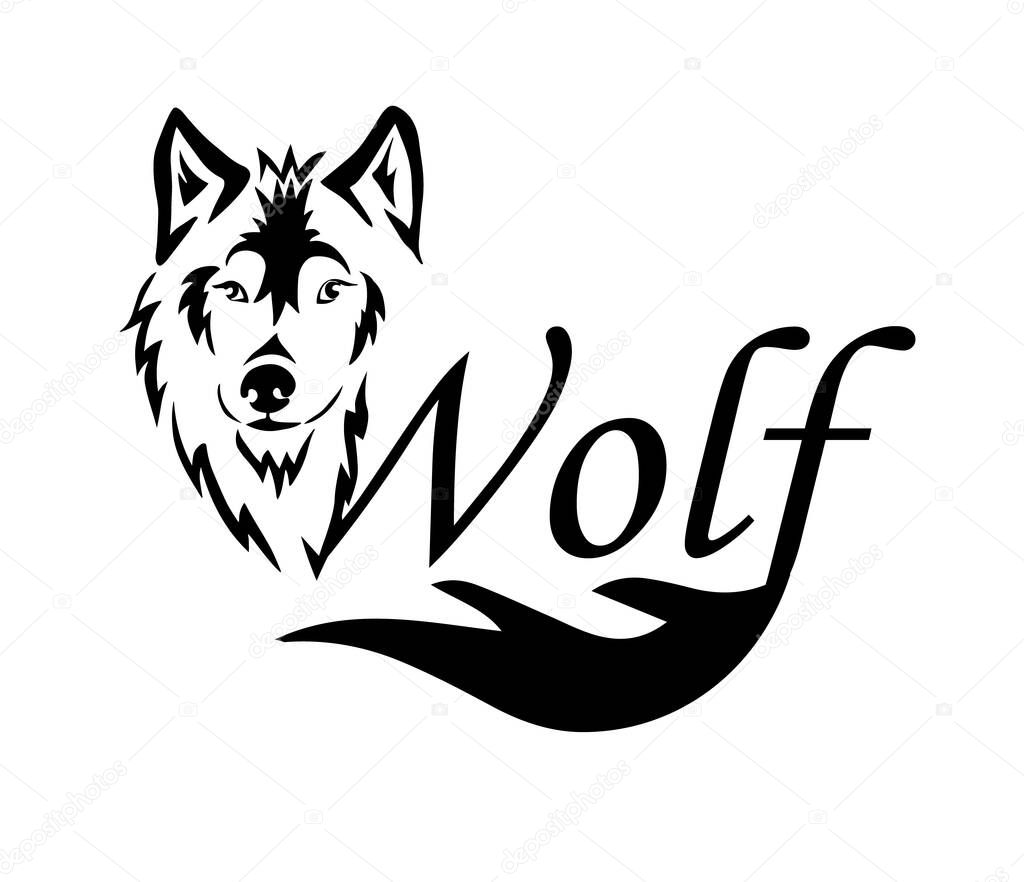 Wolf face logo emblem template mascot symbol for business or shirt design. Vector Vintage Design