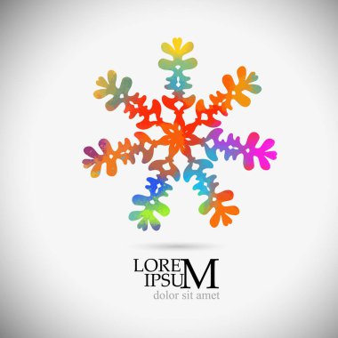 Bir kar tanesinin çok renkli bir soyutlaması. Vektör illüstrasyonu