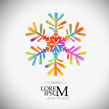 Bir kar tanesinin çok renkli bir soyutlaması. Vektör illüstrasyonu