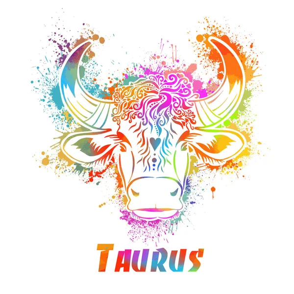 Taurus Jele Állatövnek Egy Bika Feje Vektorillusztráció — Stock Vector