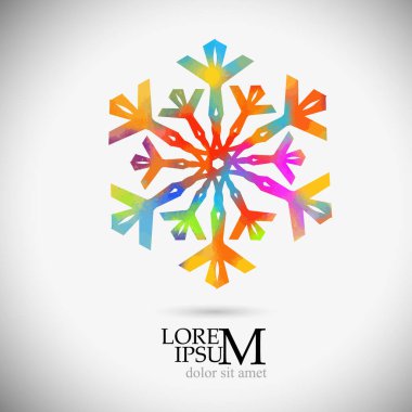 Bir kar tanesinin çok renkli bir soyutlaması. Vektör illüstrasyonu