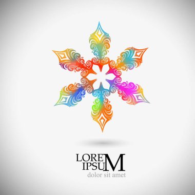 Bir kar tanesinin çok renkli bir soyutlaması. Vektör illüstrasyonu