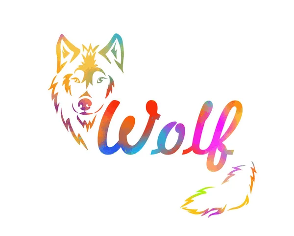 Wolf Ansikte Logotyp Emblem Mall Maskot Symbol För Företag Eller — Stock vektor