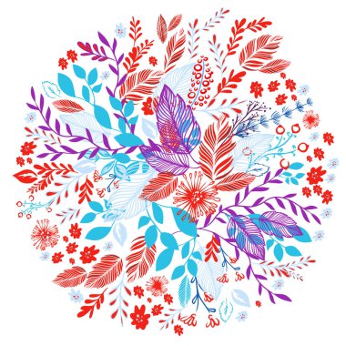 Çemberin içinde güzel bir çiçek soyutlaması. Vektör illüstrasyonu