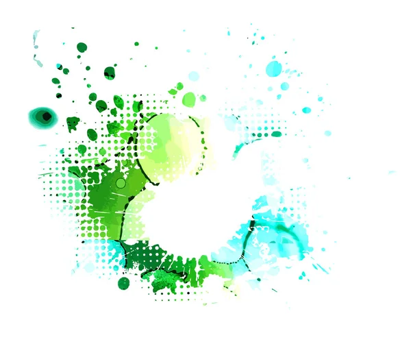 Blaue und grüne Flecken Hintergrund. Blot Textrahmen. Grunge-Textur. Kunsttinte schmutziges Design. Grenze für künstlerische Form, Pinselelement. Vektorillustration — Stockvektor