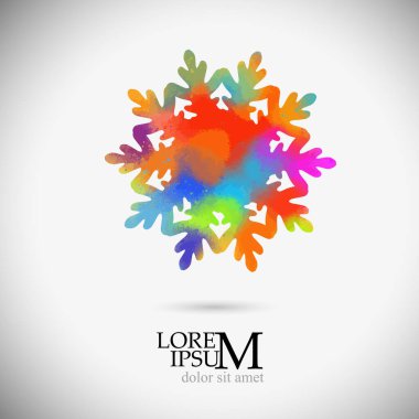 Bir kar tanesinin çok renkli bir soyutlaması. Mutlu noeller. Karışık medya. Vektör illüstrasyonu