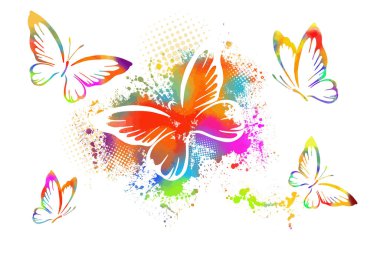 Soyut kelebekler çok renklidir. Vektör