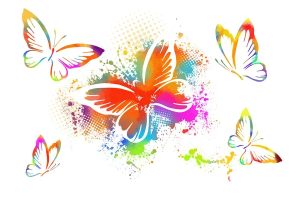 Abstract Butterflies Multicolored Vector — Stock Vector